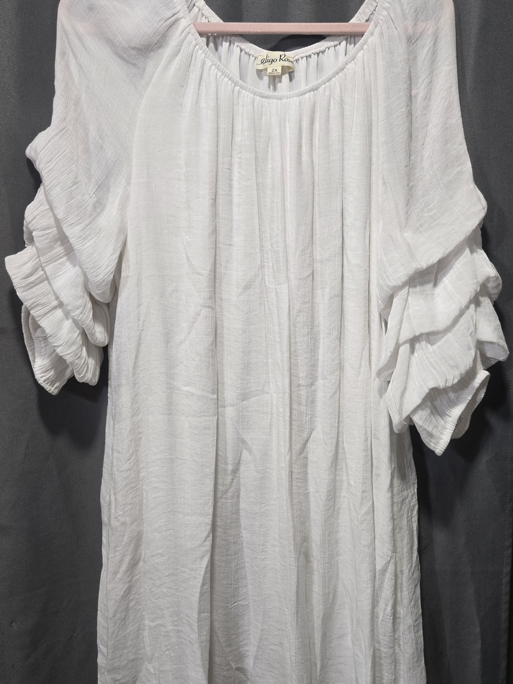Indigo Rose White Ruffle-Sleeve Mini Dress